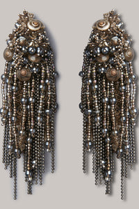 Thumbnail for DORO - Long Tassel Earrings On Metal Base With Stones - Meraki Lifestyle Store