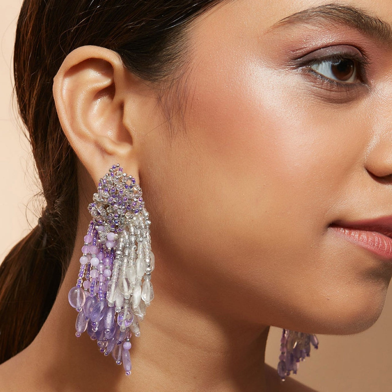 purple long earrings -Mini Tassel Earrings