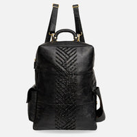 Thumbnail for black leather laptop backpack