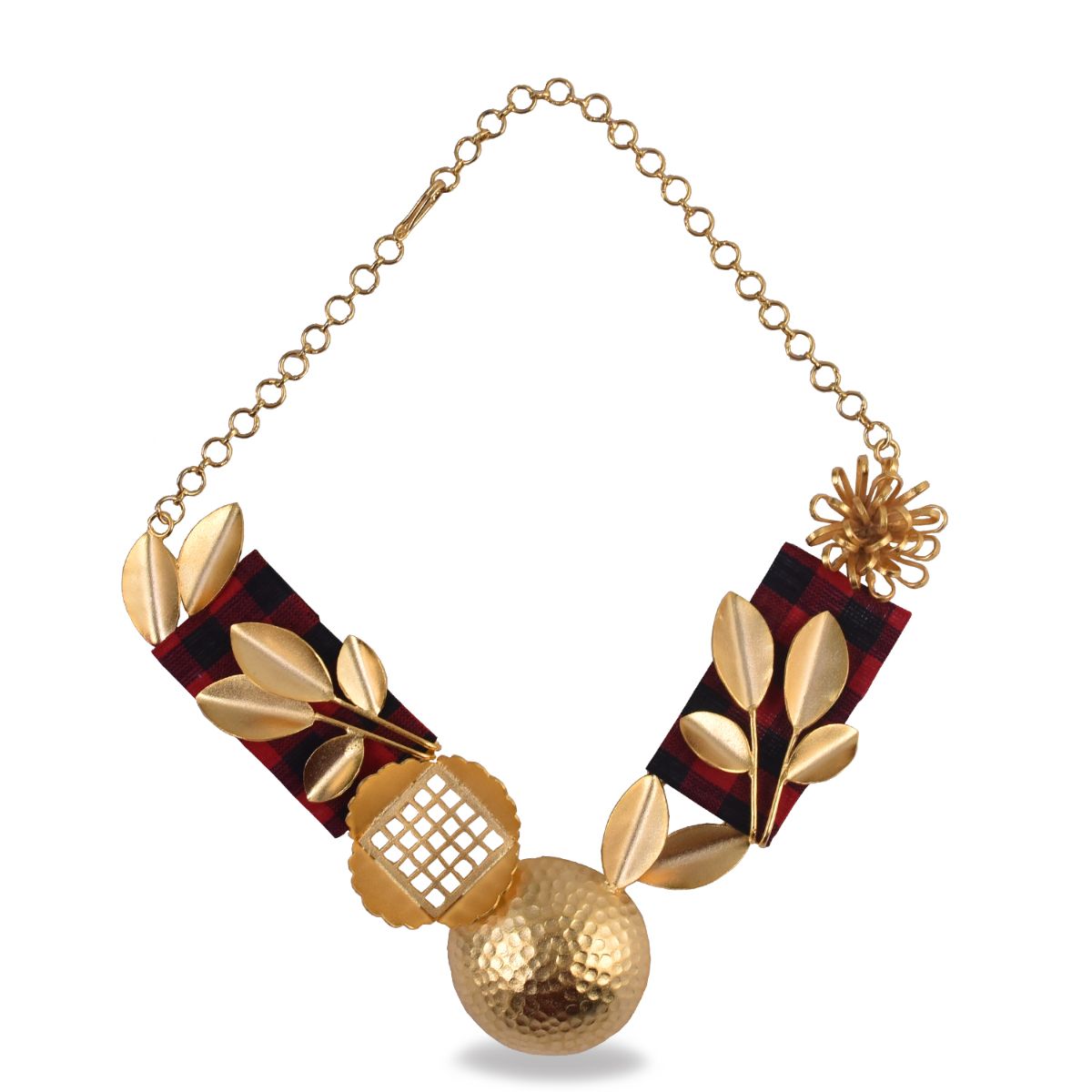 women's aesthetic necklace in red & gold