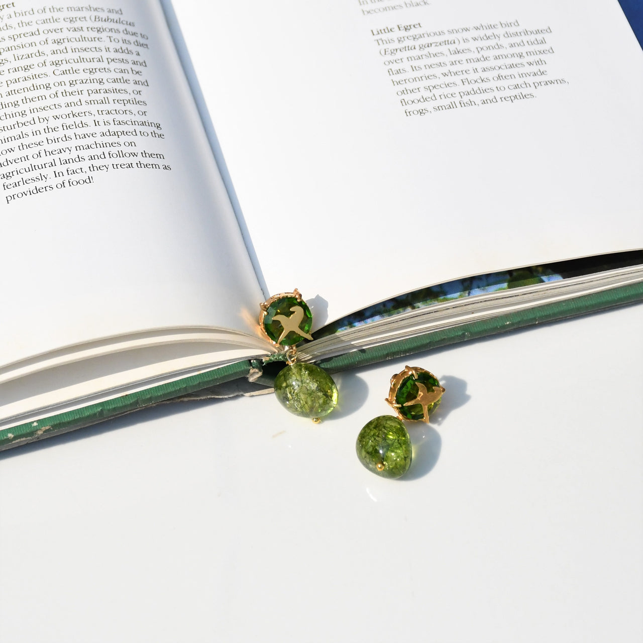 gold plated green stone earrings online