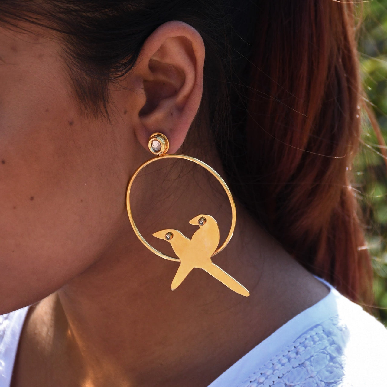 bird hoop earrings motif 