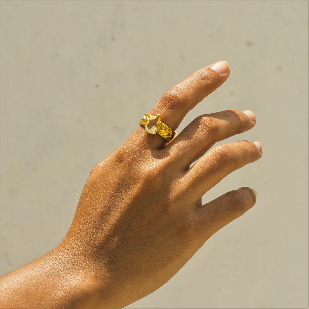 Citrine Ring Gold - Pear Shaped 