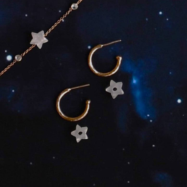 Rose Quartz Venus Star Hoop Earrings for girlfriend