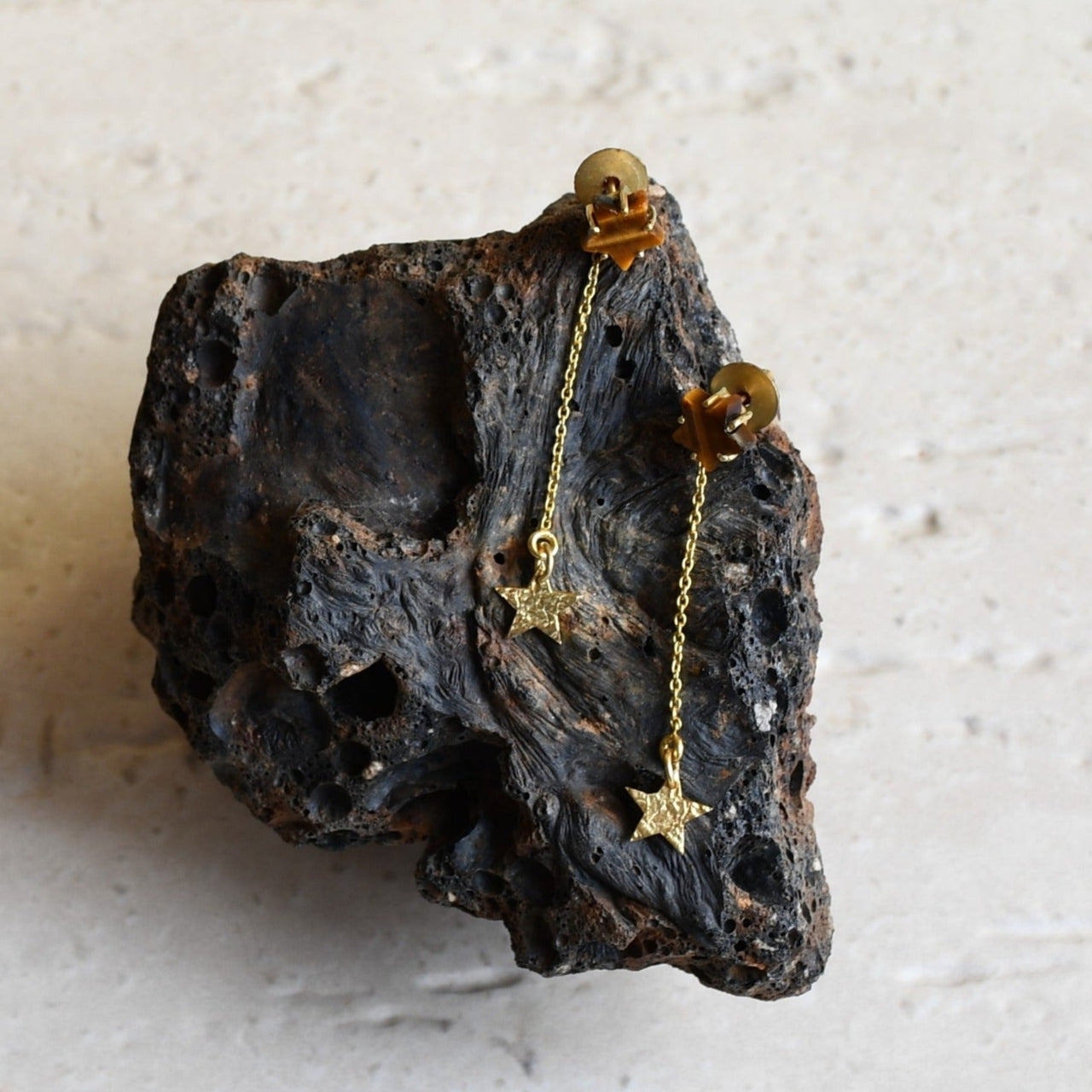 Tiger Eye and Cz Cluster Studs Earring