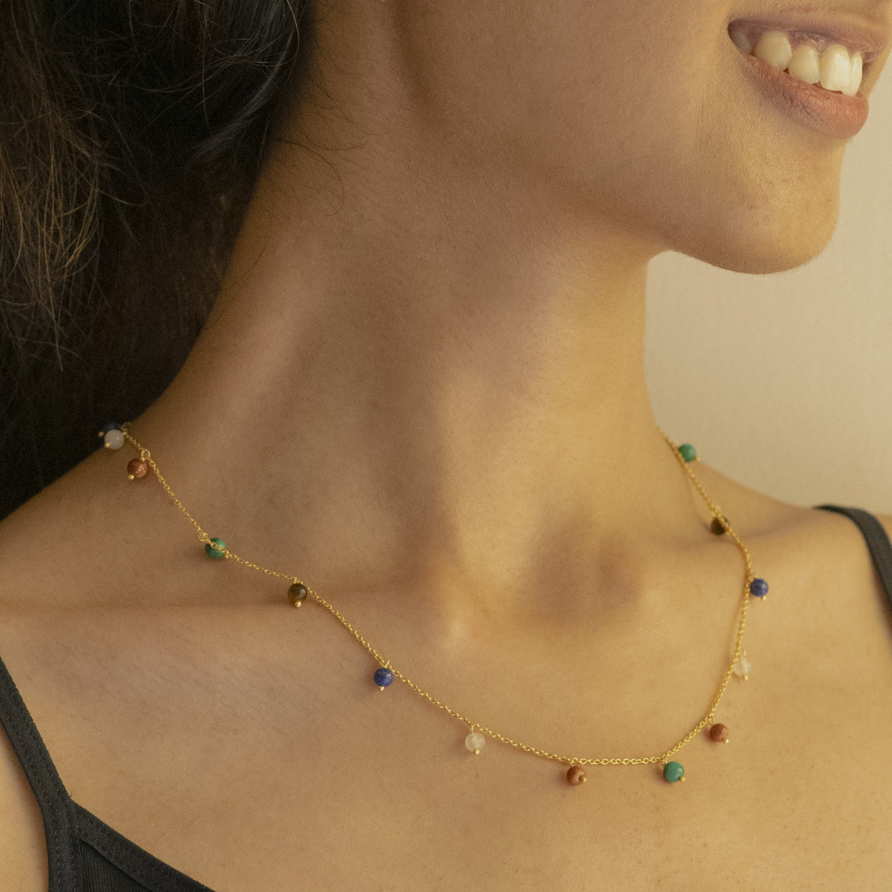 Noyra - Galaxaia Chain Necklace - 5 Semi-Precious Stones 
