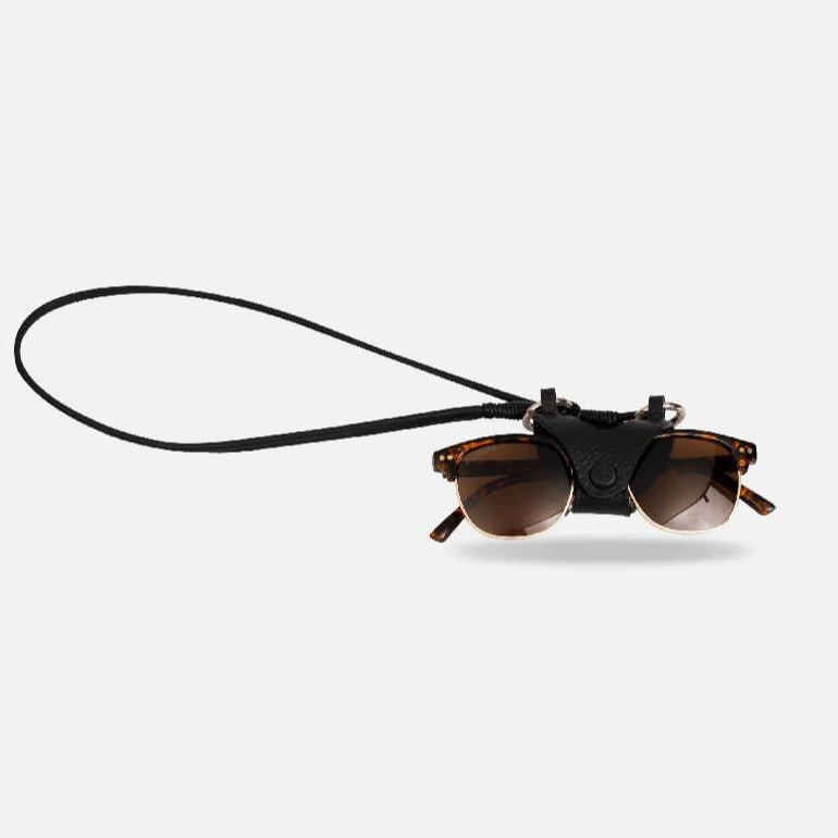leather sunglass case black minimal holder