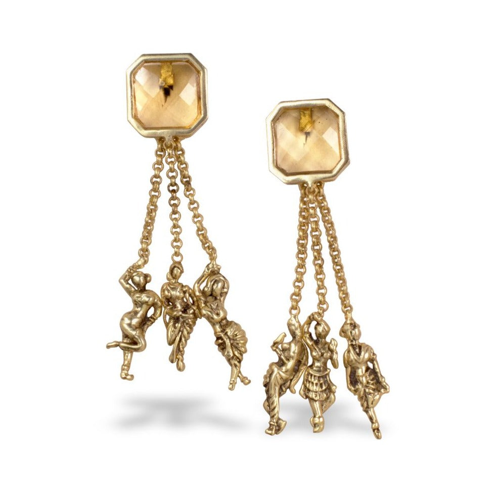 Golden Citrine single stone earrings