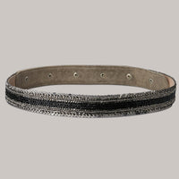 Thumbnail for Black waist belt with silver lace for women
