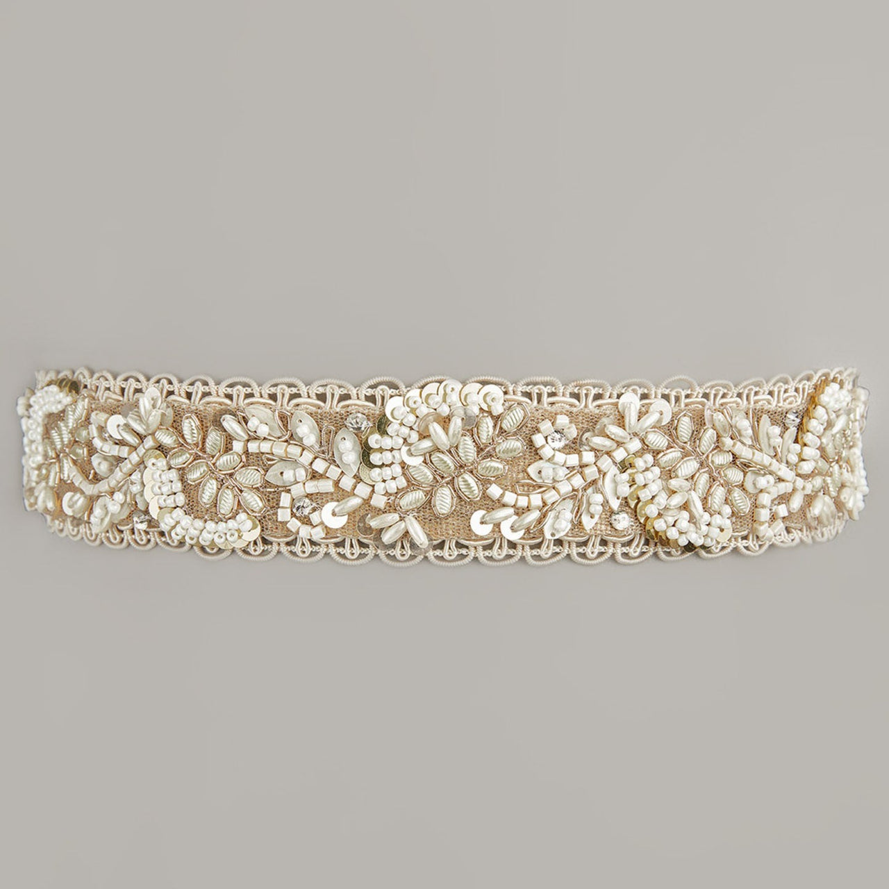 Doro - Contemporary Off White Beaded Lace Waist Belt - Meraki Lifestyle Store