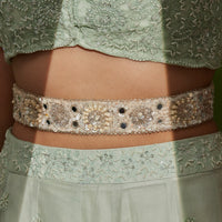 Thumbnail for Bridal  Versatile Cream Beads And Silver Sequins Waist Belt 