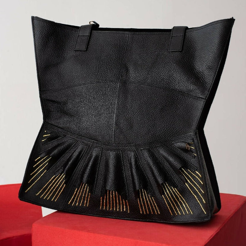 Large, black Urumi tote bag for women from Shop Meraki