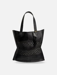 Thumbnail for Black upcycled leather tote bag for women from Shop Meraki